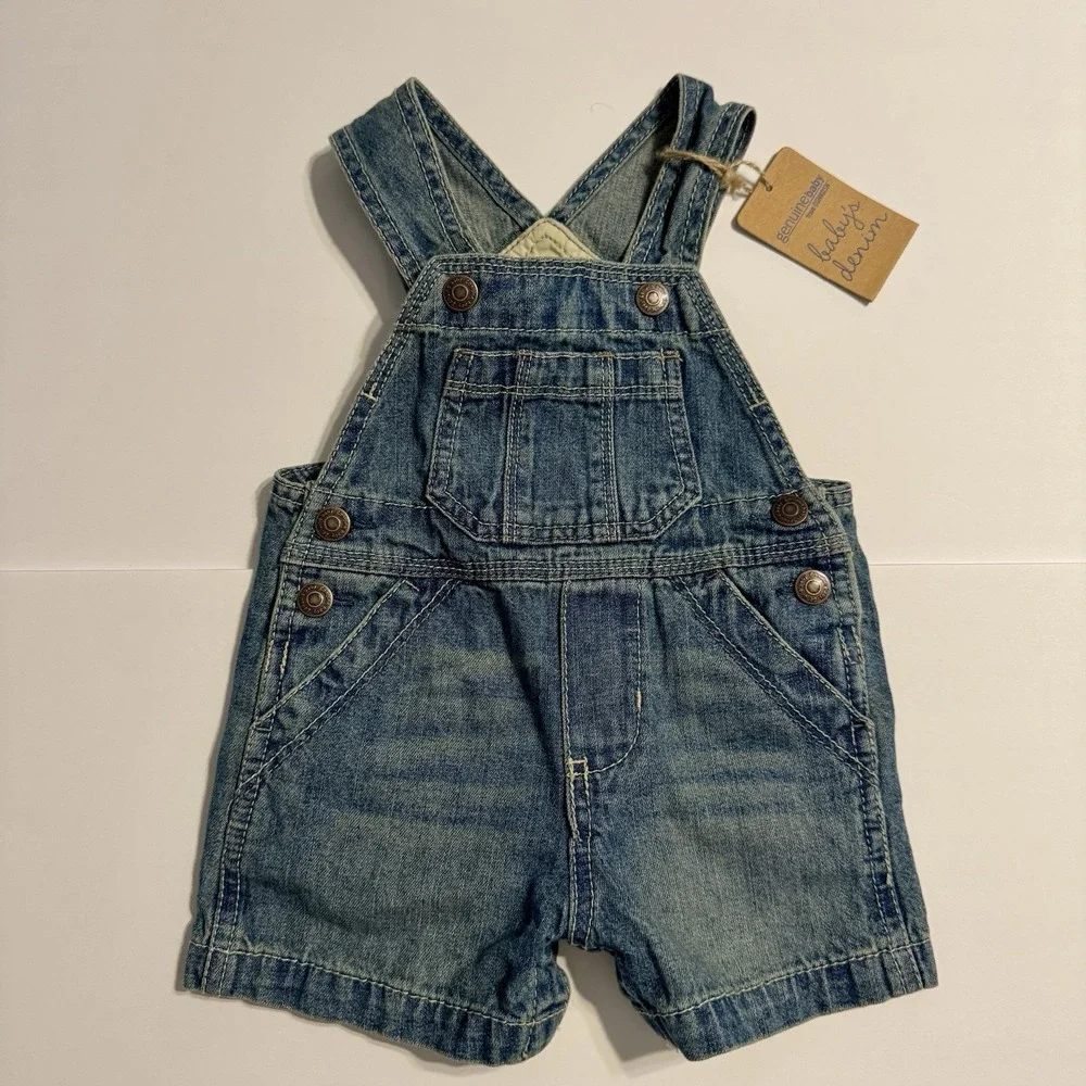 OshKosh B'gosh Baby Denim Short Overalls‎ 6M NWT